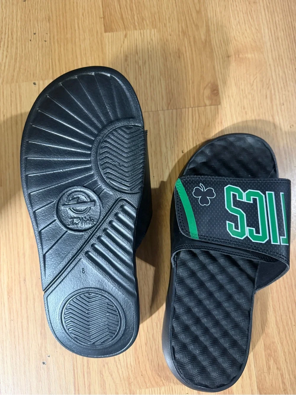 Black Slides with Green 'CELTICS' Strap NWOT